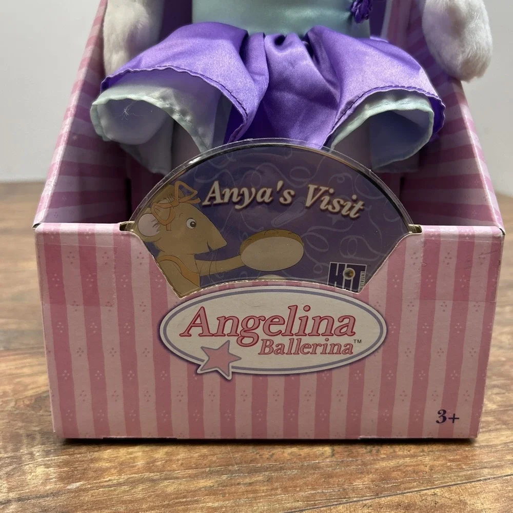 Vintage Angelina Ballerina Plush Purple Dress Flower Poseable W/DVD NEW HTF